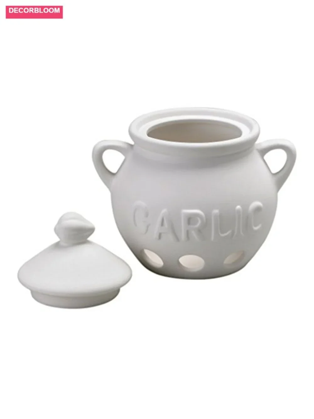 Unglazed Earthenware Ceramic Garlic Keeper Store Countertop Fresh